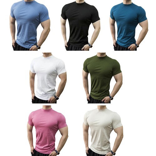 Hombres Mangas Cortas Camiseta Atlética Cuello de Tortuga Prenda para el torso Calce Ajustado Camiseta Interior Ropa Informal