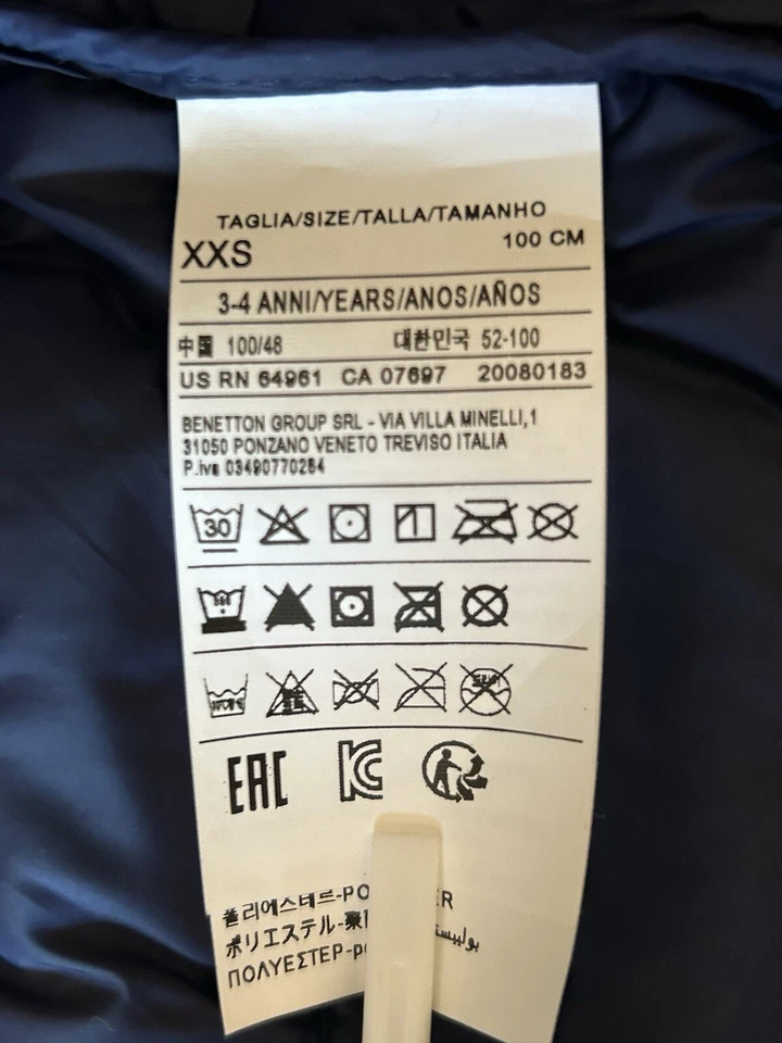 Chaleco acolchado United Colors Of Benetton niños azul marino bolsillos capucha talla XXS 3-4 años Foto 4 de 4