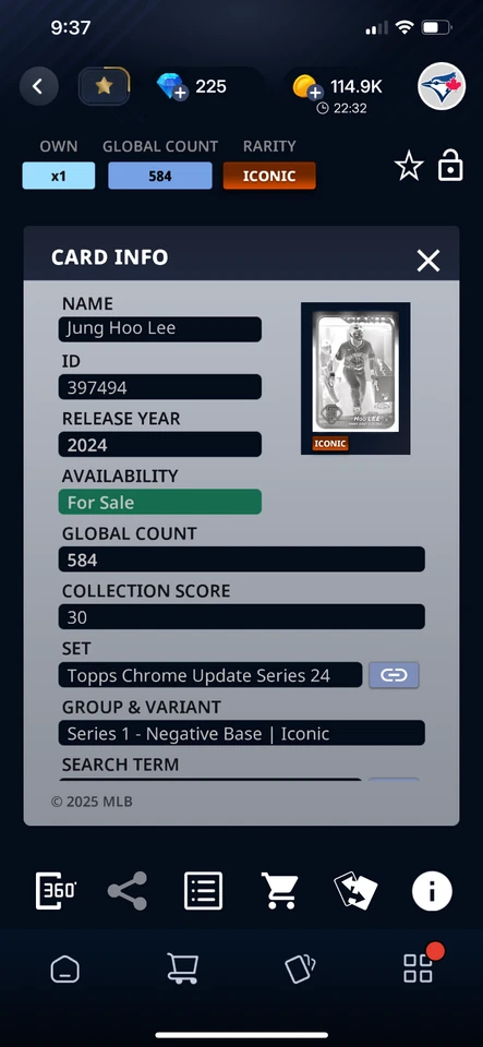 DIGITAL Topps Bunt Chrome Update 24 Jung Hoo Lee Negative Iconic Rookie RC - Image 2 of 2