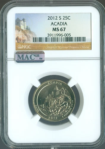 2012 S ACADIA PARKS QUARTER NGC MS67 .