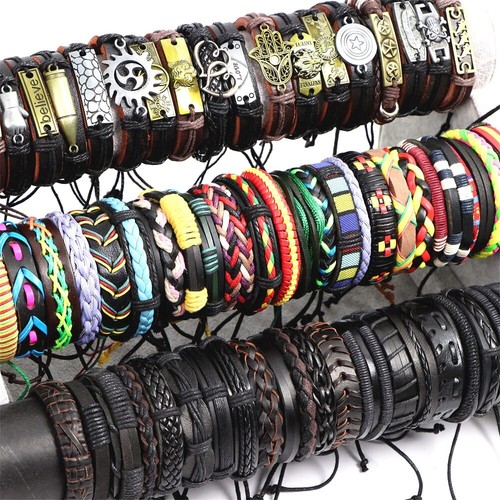 10/20/30/50/100 piezas/lote pulseras de cuero para mujeres hombres brazalete estilo mezcla - Imagen 4 de 26