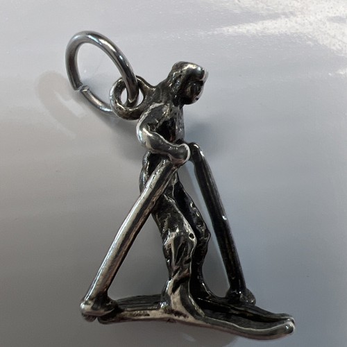 925 Sterling Silver Retro Charm Pendant Apre Ski Skiing Man Aspen Winter Sports
