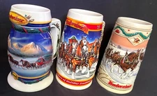 Budweiser Holiday Beer Steins-Lot of 3-Anheuser-Busch