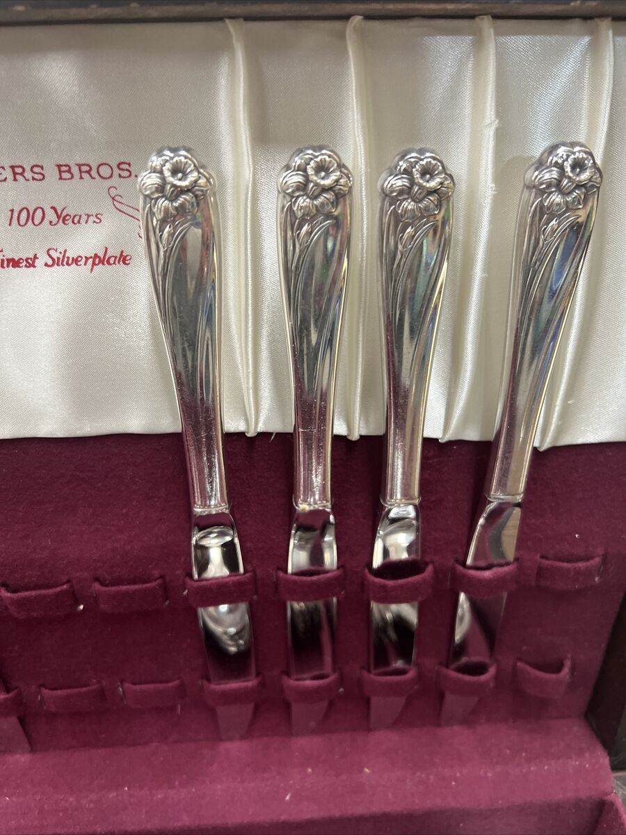1847 Rogers Bros Silver Plate DAFFODIL Flatware Set in Box 1847 Rogers Bros Silver Plate DAFFODIL Flatware Set in Box