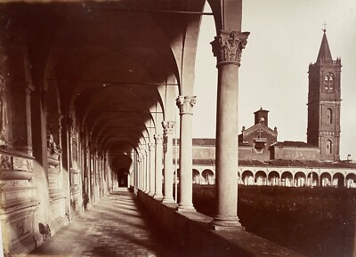 PHOTO BOLOGNA CEMETERY ARCADE 19TH CENTURY ALBUMIN A6226