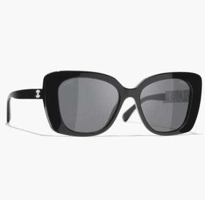 Authentic CHANEL CH5422B Women's Sunglasses Black / White