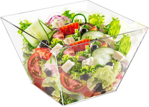 Acrylic Clear Bowl for Serving - Heavy Duty Elegant Square Salad Bowl for Party, - Bild 1 von 6