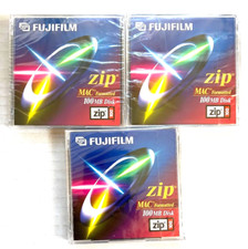 LOT of 3 BRAND NEW FUJIFILM Zip MAC Formatted 100mb Disk for Zip Drive