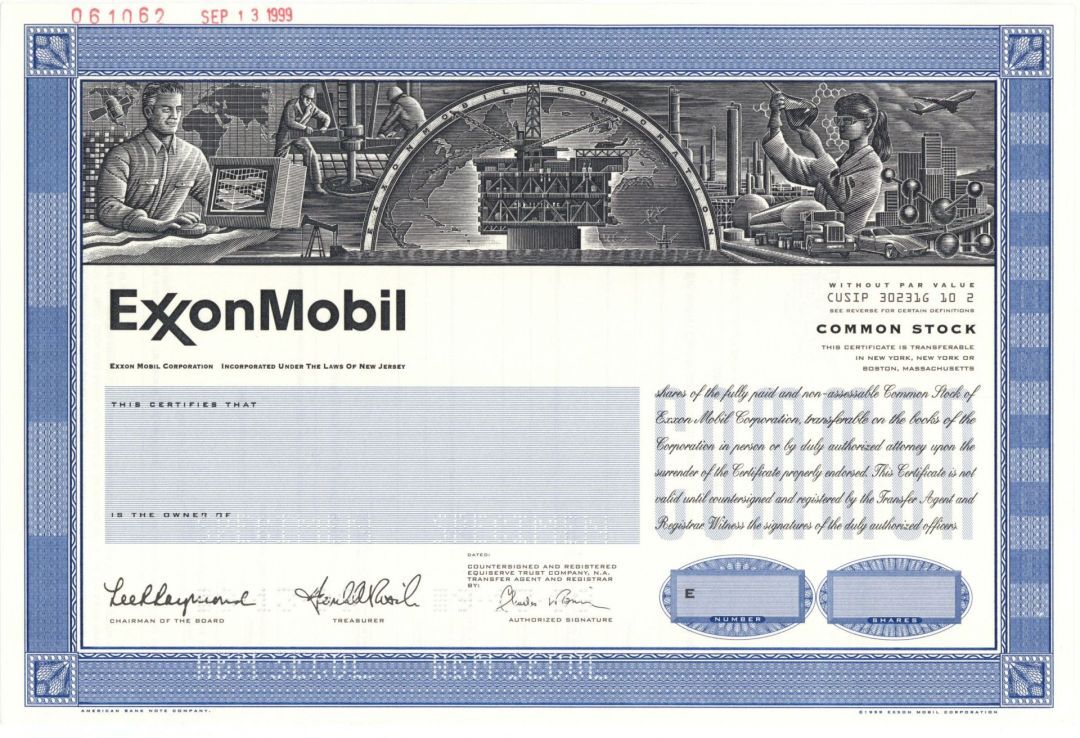 ExxonMobil Corp. Specimen Stock Certificate Fantastic Across Entire eBay