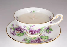 Royal Chelsea, English Bone China, Tea Cup and Saucer set with Soy Candle