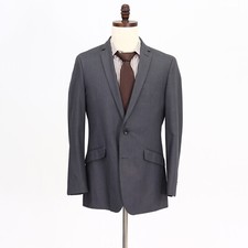 Kenneth Cole 40R Gray Sport Coat Blazer Jacket Solid 2B Polyester