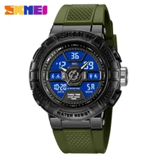 SKMEI Men Silicone Alarm Stopwatch LED Digital Waterproof Quartz Wrist Watches