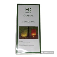 HD Designs Outdoors 6 Party Lanterns 5" x 5" x 8" LED Flickering Tea Lights Warm