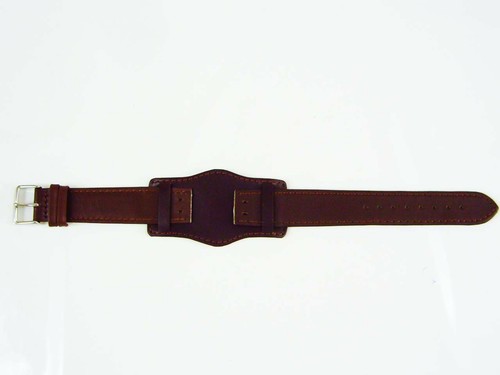 Bund Militärarmband Cinturino Orologio Ricambio Pelle con Base Sbarra Rigida - Picture 8 of 8
