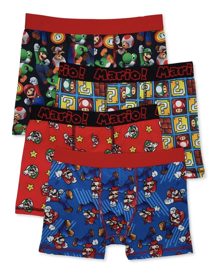 4 Pack of Super Mario Athletic Stretch Underwear Boxer Briefs -Boys' Size 4  (XS)