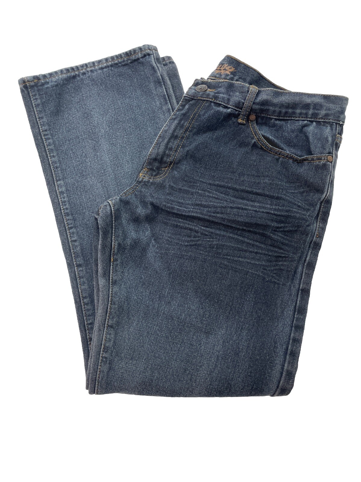 Mens 38x32 Wide Leg Dark Wash Denim Jeans Y2K Skater Baggy Casual