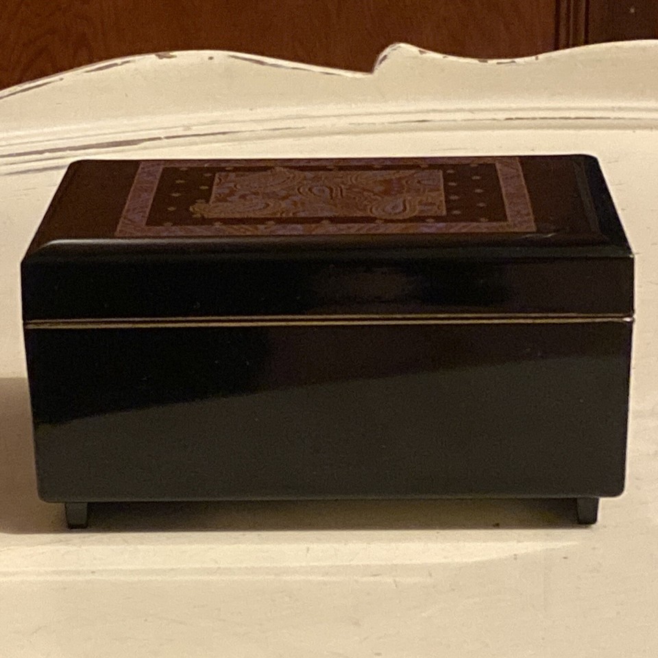 VTG Otagiri Japan Lacquer Jewelry Music Box Paisley Song Moonlight