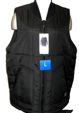 NWT WEATHERPROOF VIINTAGE MENS SLEEVELESS FLEECE LINED BLACK PUFFY VEST     Sz L