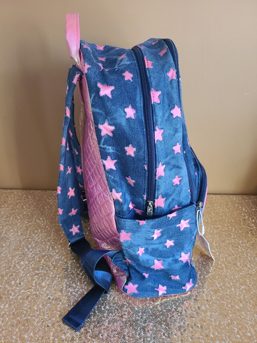 NEW - Danbar Global Scool Daze Denim & Pink Stars Backpack NEW - Danbar Global Scool Daze Denim & Pink Stars Backpack