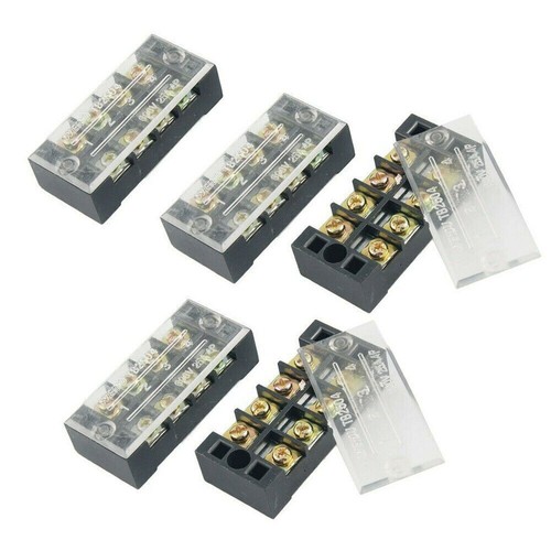 5pcs Dual Row 4-Position Screw Terminal Strip 600V 25A Wire Connectors US - Picture 2 of 8