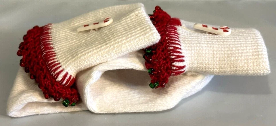 Calcetines Bobby Blancos Niñas con Acentos Navideños Cosidos Talla Med NUEVO Foto 4 de 4