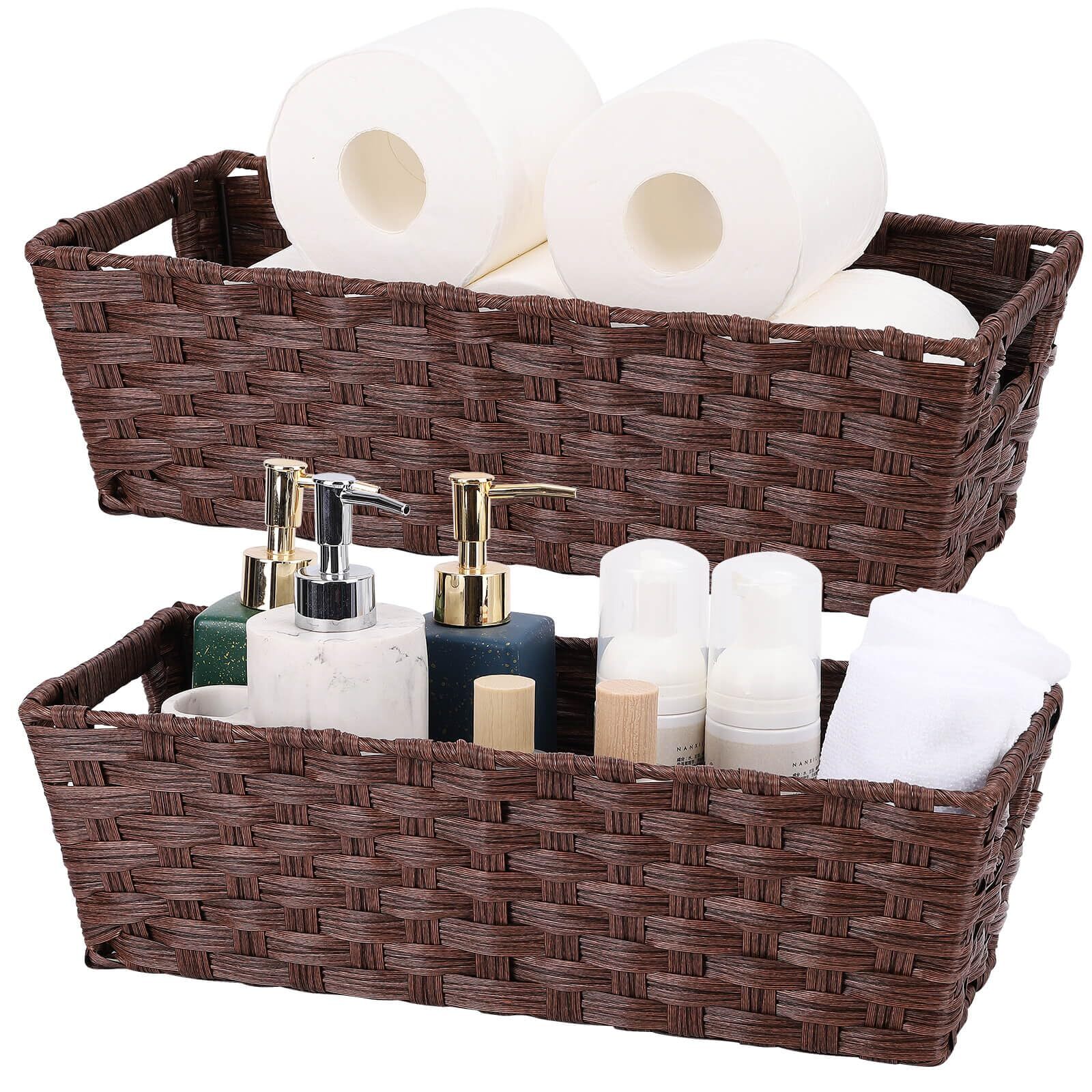 Plastic Wicker Storage Baskets, Toilet Tank Baskets, Bathroom Baskets, Basket...