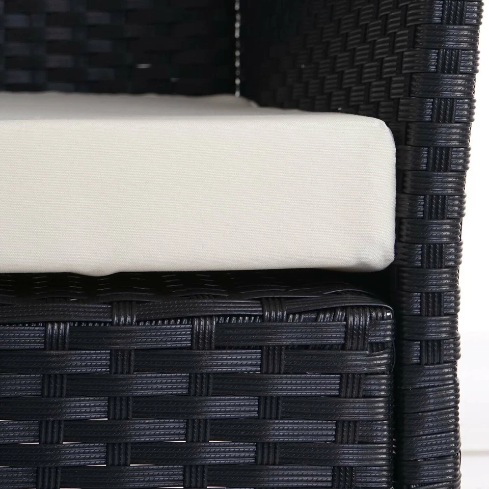 2er-Set Poly-Rattan Gartensessel Hamar, Korbsessel, anthrazit, Kissen creme - Bild 2 von 4