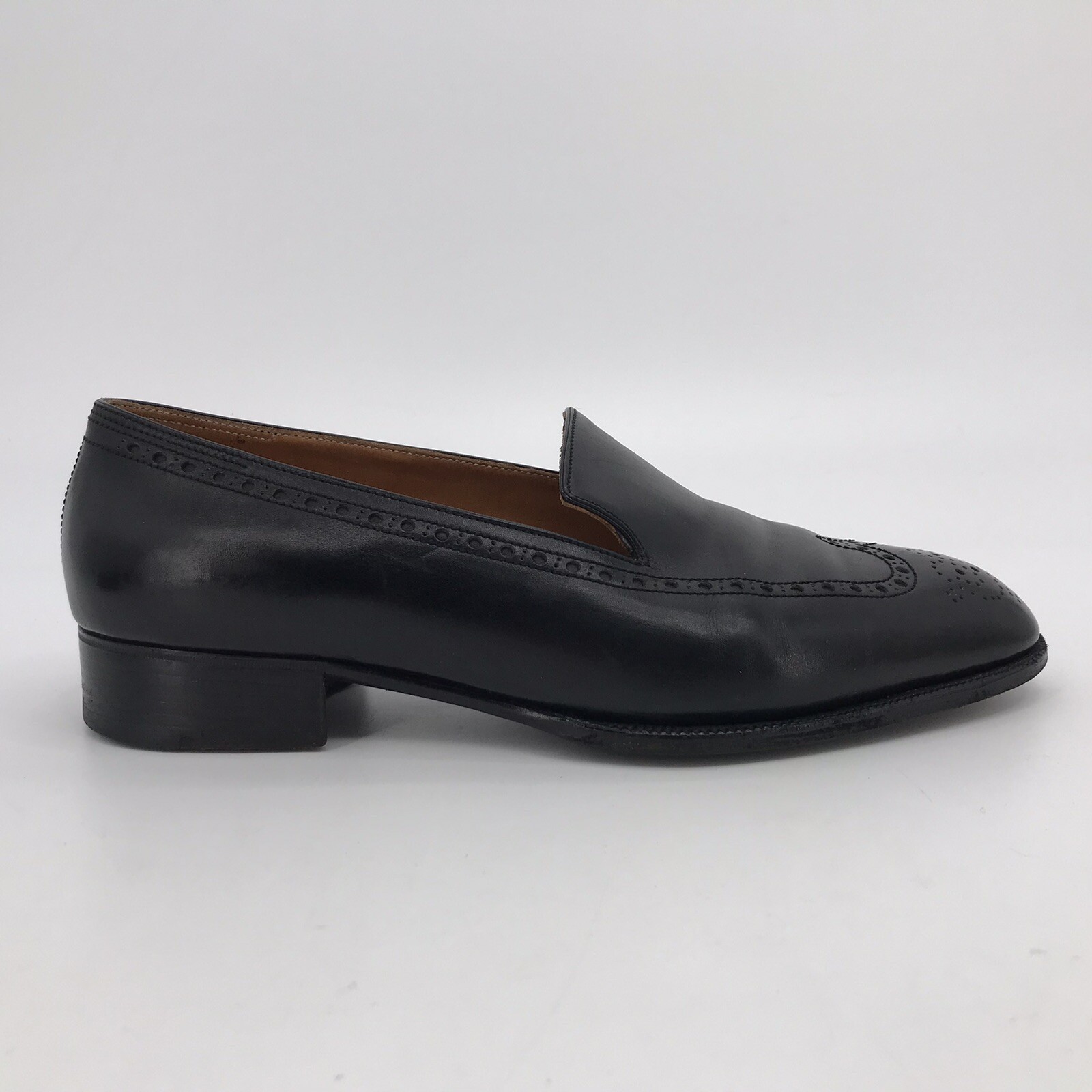 John Lobb Bespoke Black Leather Loafer Shoes Wingtip … Gem