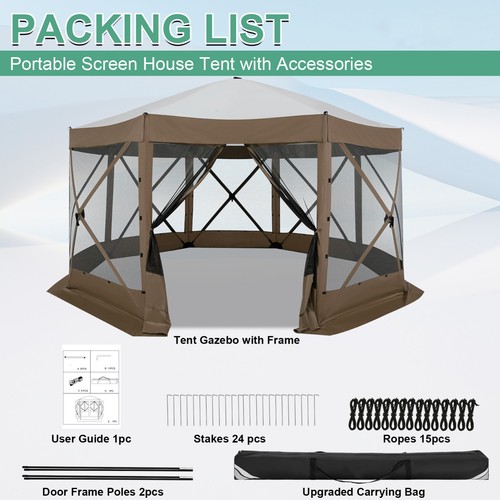 15x15ft Large Pop-Up Gazebo Canopy Tent with Mosquito Netting Screened Shelter# - Picture 67 of 99