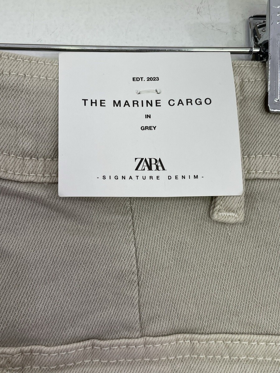NEW ZARA WOMAN GRAY STONE ZW THE MARINE CARGO JEANS WAIST 26