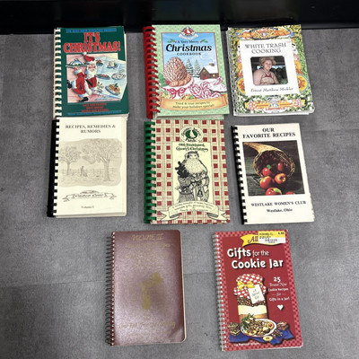 Lot of 8  Spiral Cookbooks, Paperback, Hardback Recipe Books GUC Assorted Years