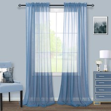 Dusty Blue Sheer Backdrop Curtains For Wedding Decorations Set 2 Panels Window D