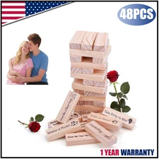 48pcs Stacking Block Tower Game Date Toy Adult Couples Wood Tumbling Tower Game