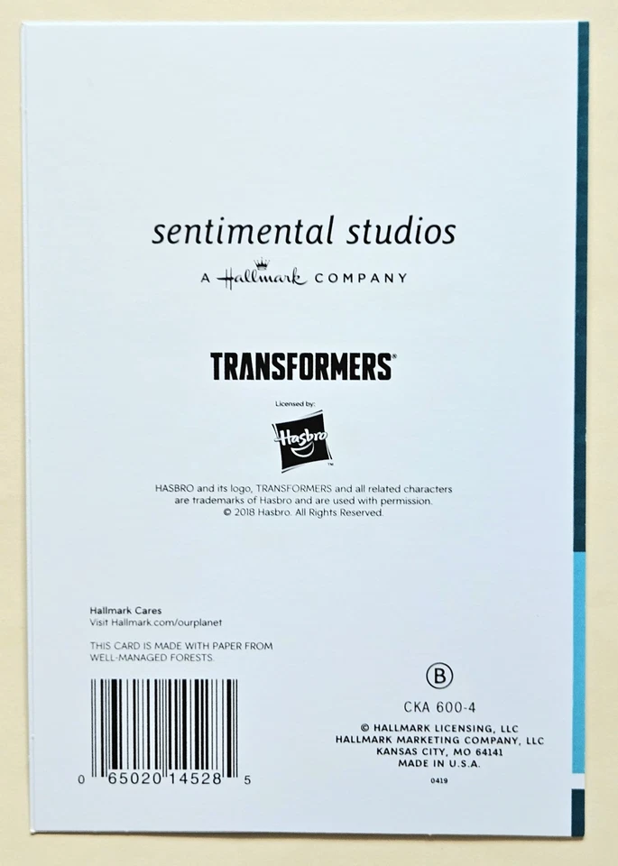 Happy Birthday, Boy ! / Transformers Greeting Card (incl. Envelope 5×7") - Image 3 of 4