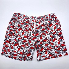 Vineyard Vines Target Mens Large Swim Trunks Red White Floral Whale Board Shorts