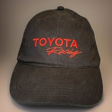 Toyota Racing Baseball Cap Vintage 90s Strapback Black Hat Red Emb Letter Mens