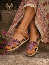 Sandalias artesanales coloridas boho de cuero para mujer MAUAN hechas a mano mexicanas Huaraches