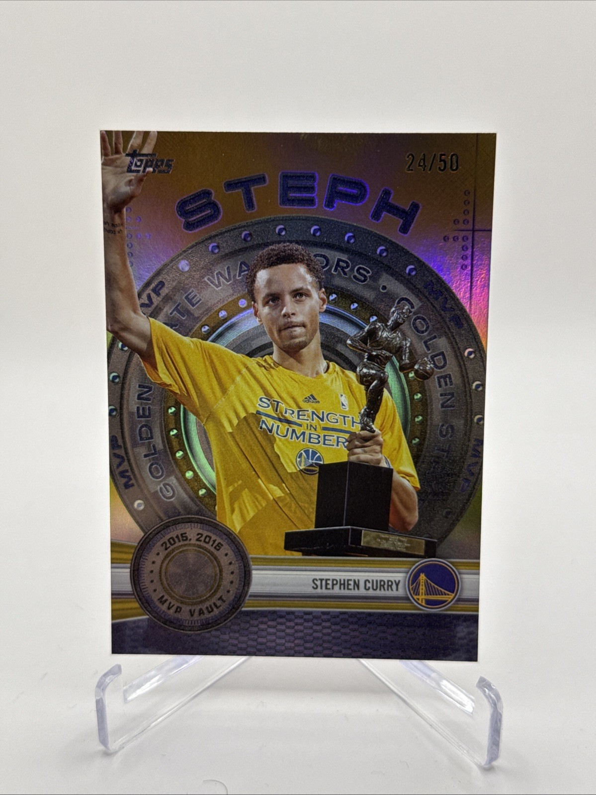 Stephen Steph Curry Topps 2025 Gold /50 - 2015/16 MVP Vault Stamp #MVP-6