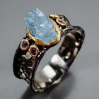 Handmade Natural Aquamarine Ring 925 Sterling Silver Size 9 /R473567
