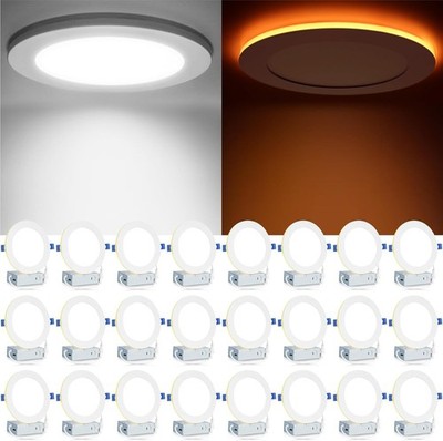12pcs Ultra-Thin 6-Inch LED Ceiling Lights with Night Light, Dimmable 2700-5000K