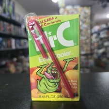 Vintage 90s Unopened Hi-C Ecto Cooler Real Ghostbusters Original w/ Straw
