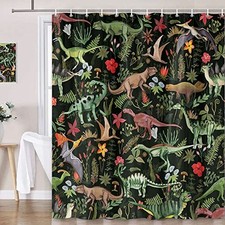 Dinosaurs Shower Curtain for Kids Bathroom, Cute Dino Bath Curtain Dinosaur
