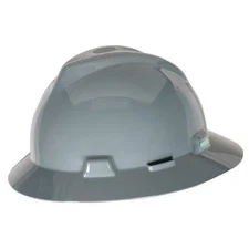 V-Gard Slotted Full Brim Hard Hat, Staz-On Suspension, Type I, Class E, Gray