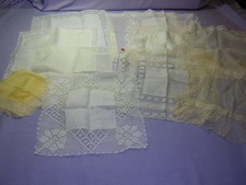 10 Vintage Hankies Handkerchief Lot C Lace Crochet Edge