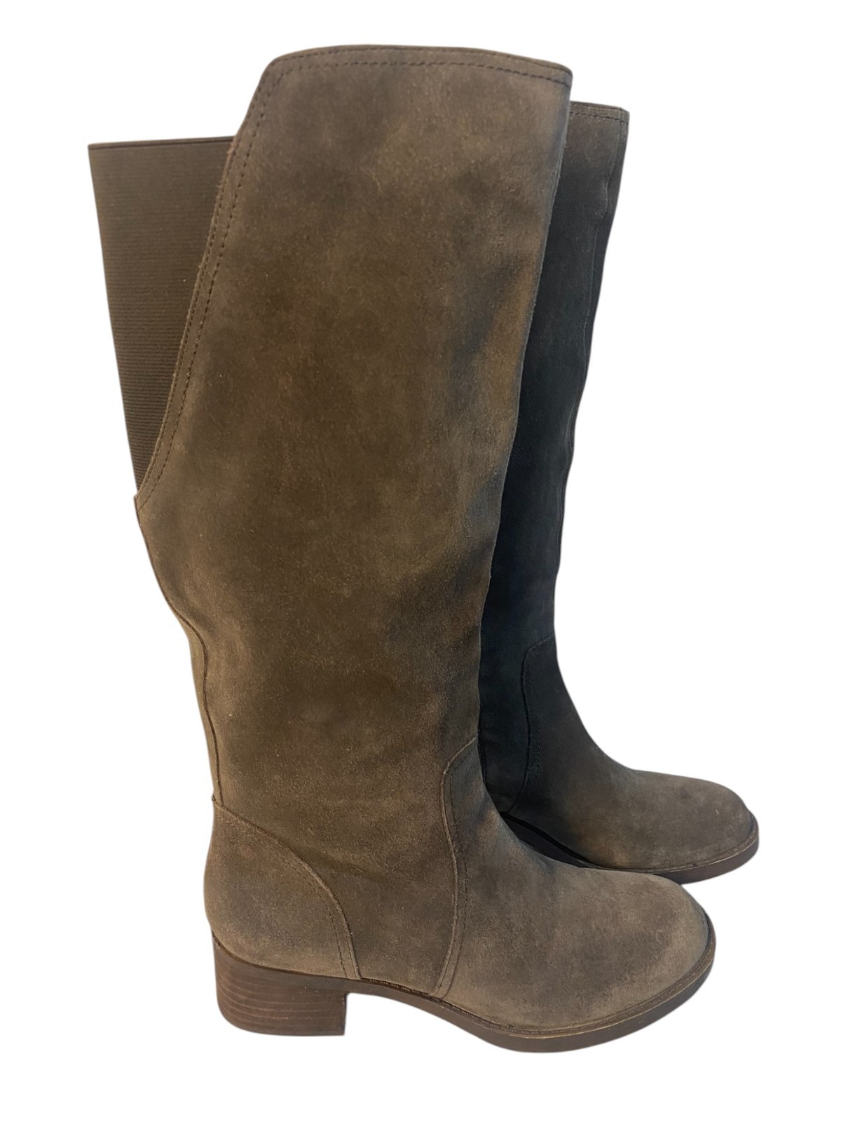 Lucky Brand Gray Suede Stretch Calf Riding Boots for Equestrian Western Style