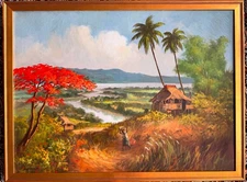 Cecilio Amorsolo Original Painting Art Philippines Realism  Landscape Figure