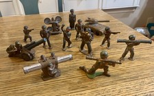 Barclay Manoil Lead Toy Soldier Lot Of 13 - Gas Masks, Radar Crew, Tank,  More
