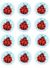 12 adornos para cupcakes Ladybug imagen comestible Ladybug fiesta favor pastel de papel comestible