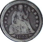1853 ARROWS SEATED LIBERTY DIME - 90% SILVER - DLS 111