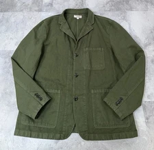 Wallace & Barnes Chore Blazer Linen Blend Barn Coat Work Utility Jacket Olive 46